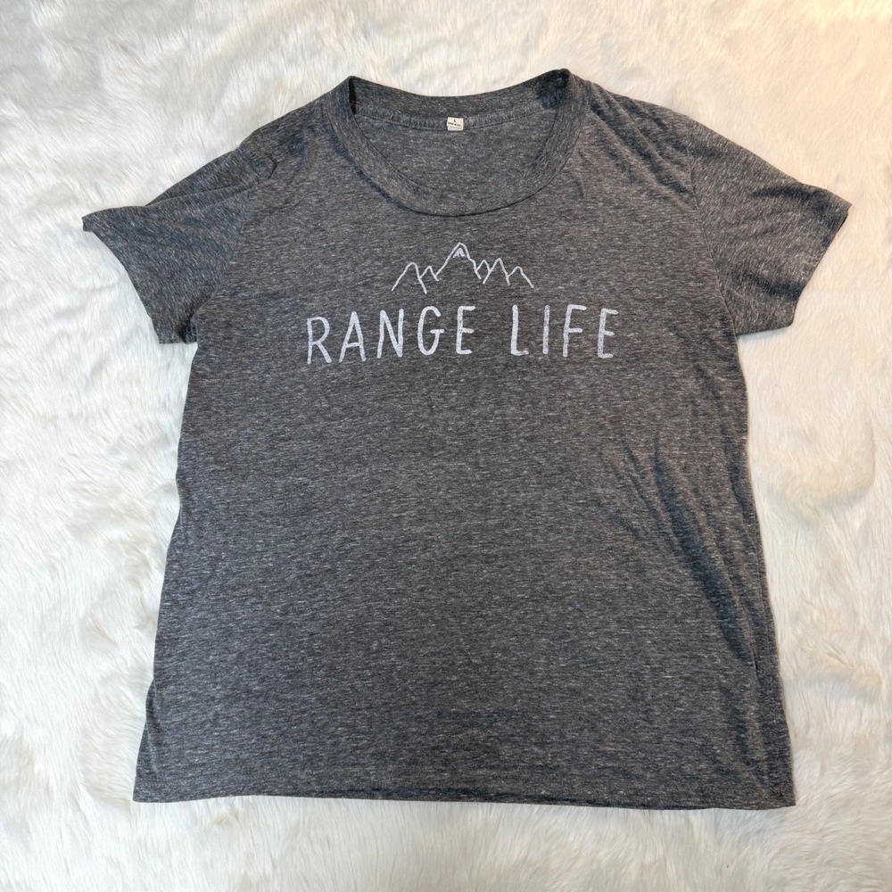Bridge & Burn Graphic Tee Womens Large Grey Range Life Mountain Short Sleeve‎